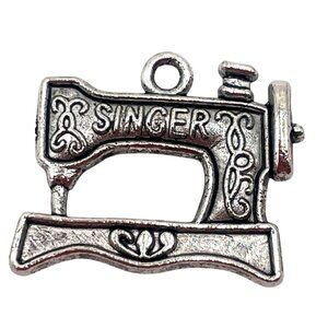 Singer Sewing Machine Charms Pendants Antique Silver Jewelry Making Lot Of 8